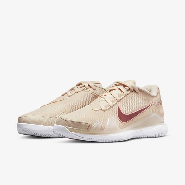 παπουτσια τενις Nike NikeCourt Air Zoom Vapor Pro Hard-Court γυναικεια ασπρα κοραλι κοκκινα | NK532HKJ