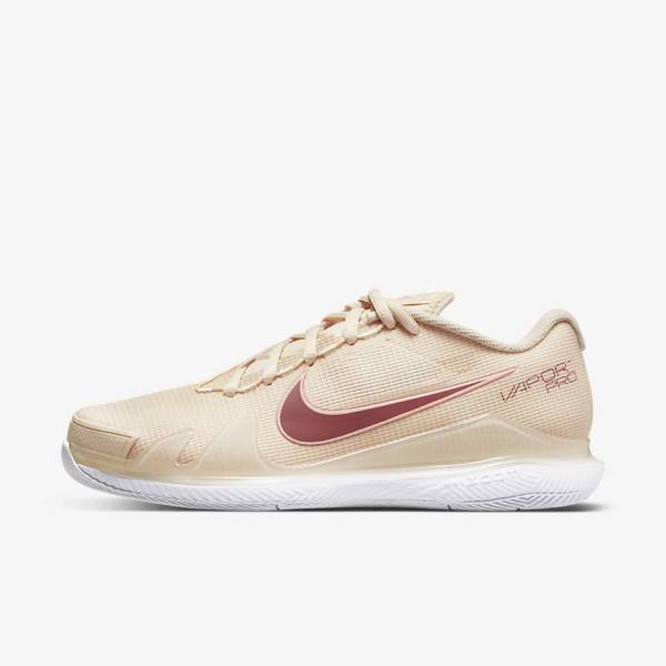 παπουτσια τενις Nike NikeCourt Air Zoom Vapor Pro Hard-Court γυναικεια ασπρα κοραλι κοκκινα | NK532HKJ