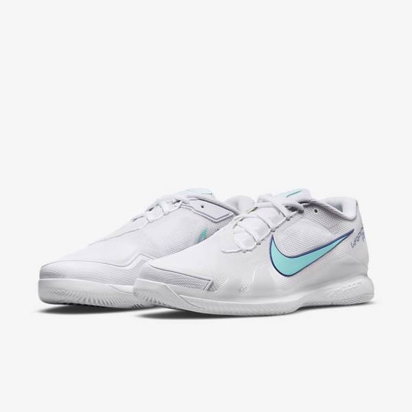 παπουτσια τενις Nike NikeCourt Air Zoom Vapor Pro Hard-Court ανδρικα ασπρα ανοιχτο Μπεζ μπλε ρουά μπλε τυρκουάζ | NK546HNA