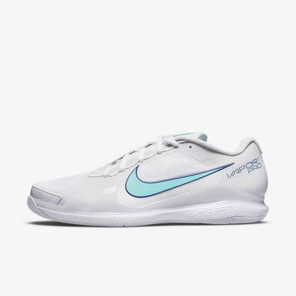 παπουτσια τενις Nike NikeCourt Air Zoom Vapor Pro Hard-Court ανδρικα ασπρα ανοιχτο Μπεζ μπλε ρουά μπλε τυρκουάζ | NK546HNA