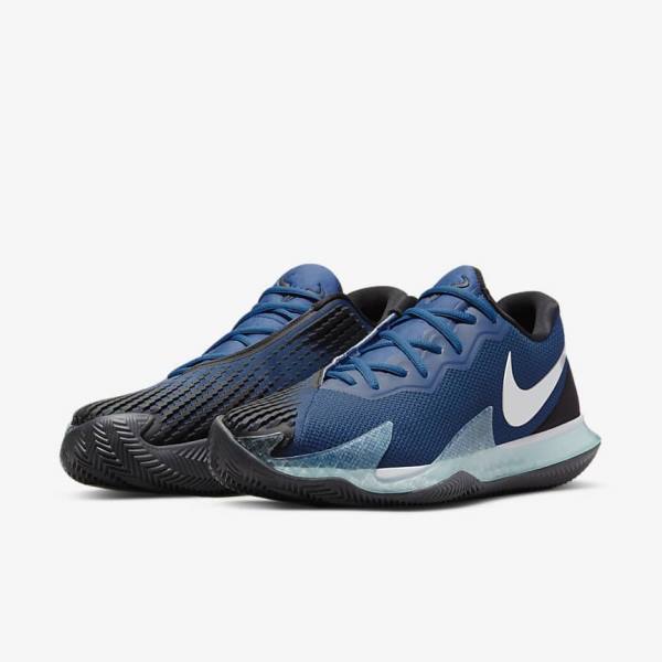 παπουτσια τενις Nike NikeCourt Air Zoom Vapor Cage 4 Rafa Clay ανδρικα μπλε μαυρα μεταλλικός ασημι | NK705GRZ