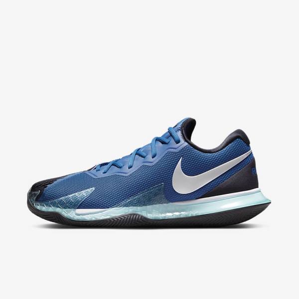 παπουτσια τενις Nike NikeCourt Air Zoom Vapor Cage 4 Rafa Clay ανδρικα μπλε μαυρα μεταλλικός ασημι | NK705GRZ