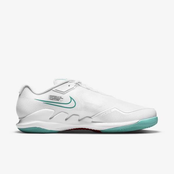 παπουτσια τενις Nike NikeCourt Air Zoom Vapor Pro Hard-Court ανδρικα ασπρα κοκκινα μπορντο τυρκουάζ | NK721UEN