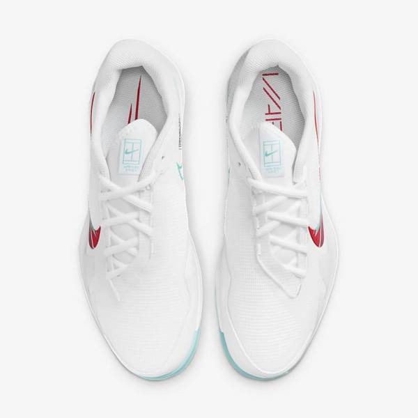 παπουτσια τενις Nike NikeCourt Air Zoom Vapor Pro Hard-Court ανδρικα ασπρα κοκκινα μπορντο τυρκουάζ | NK721UEN