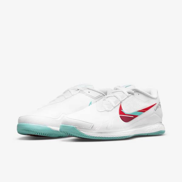 παπουτσια τενις Nike NikeCourt Air Zoom Vapor Pro Hard-Court ανδρικα ασπρα κοκκινα μπορντο τυρκουάζ | NK721UEN