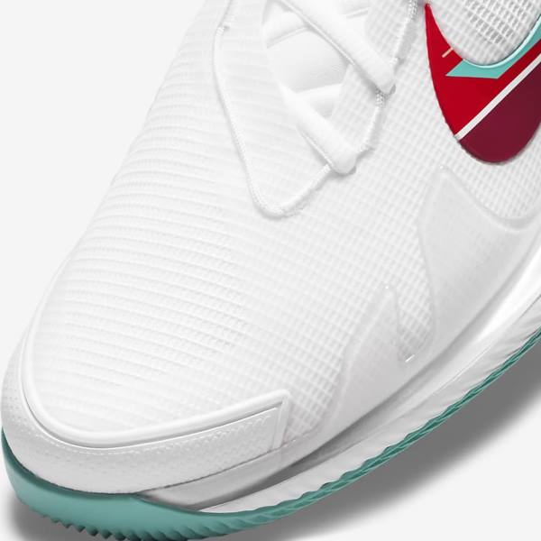 παπουτσια τενις Nike NikeCourt Air Zoom Vapor Pro Hard-Court ανδρικα ασπρα κοκκινα μπορντο τυρκουάζ | NK721UEN