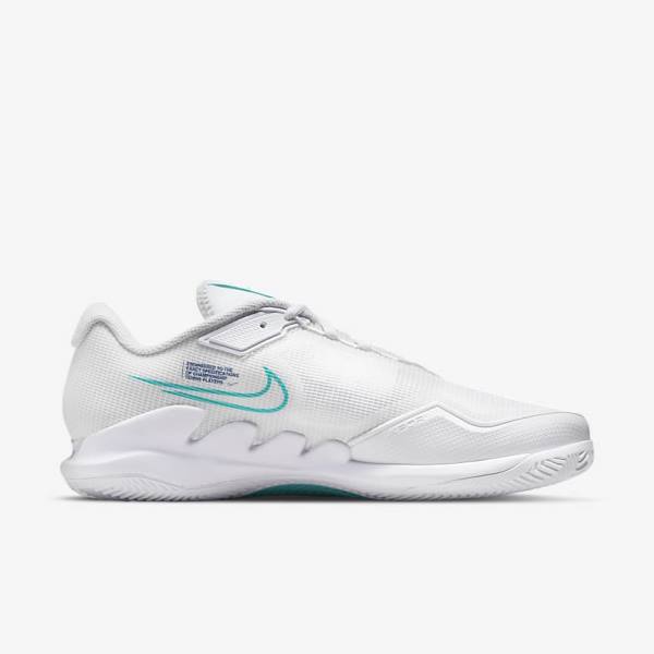 παπουτσια τενις Nike NikeCourt Air Zoom Vapor Pro Clay Court ανδρικα ασπρα ανοιχτο Μπεζ μπλε ρουά μπλε τυρκουάζ | NK816WNL