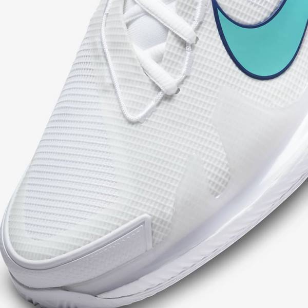 παπουτσια τενις Nike NikeCourt Air Zoom Vapor Pro Clay Court ανδρικα ασπρα ανοιχτο Μπεζ μπλε ρουά μπλε τυρκουάζ | NK816WNL