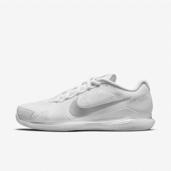 παπουτσια τενις Nike NikeCourt Air Zoom Vapor Pro Hard-Court γυναικεια ασπρα μεταλλικός ασημι | NK819TGW