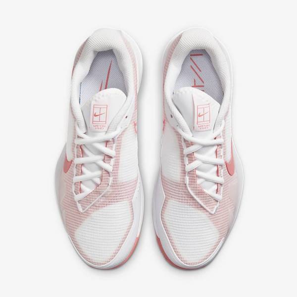 παπουτσια τενις Nike NikeCourt Air Zoom Vapor Pro Clay Court γυναικεια ασπρα ροζ ανοιχτο μπλε | NK918LCR