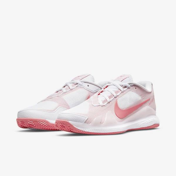 παπουτσια τενις Nike NikeCourt Air Zoom Vapor Pro Clay Court γυναικεια ασπρα ροζ ανοιχτο μπλε | NK918LCR