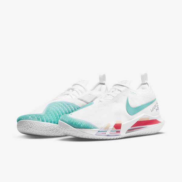 παπουτσια τενις Nike NikeCourt React Vapor NXT Hard-Court ανδρικα ασπρα κοκκινα μπορντο τυρκουάζ | NK108JYH