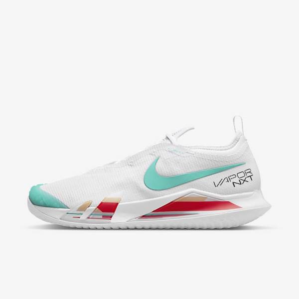 παπουτσια τενις Nike NikeCourt React Vapor NXT Hard-Court ανδρικα ασπρα κοκκινα μπορντο τυρκουάζ | NK108JYH