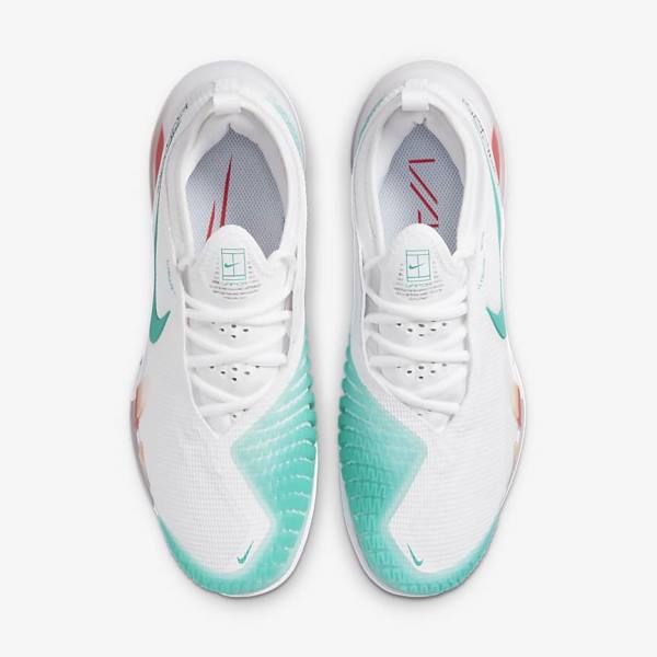 παπουτσια τενις Nike NikeCourt React Vapor NXT Hard Court γυναικεια ασπρα κοκκινα μπορντο τυρκουάζ | NK296NEF