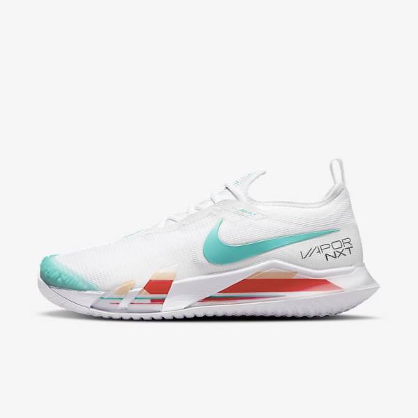 παπουτσια τενις Nike NikeCourt React Vapor NXT Hard Court γυναικεια ασπρα κοκκινα μπορντο τυρκουάζ | NK296NEF