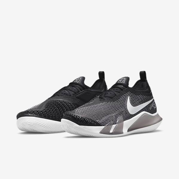 παπουτσια τενις Nike NikeCourt React Vapor NXT Clay Court ανδρικα μαυρα ασπρα | NK364TOL