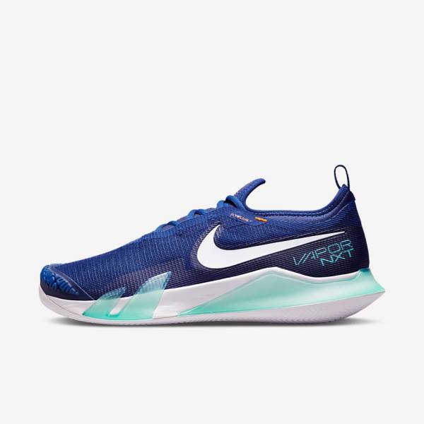 παπουτσια τενις Nike NikeCourt React Vapor NXT Clay Court ανδρικα μπλε ρουά μπλε τυρκουάζ πορτοκαλι ασπρα | NK409OPX