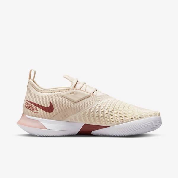 παπουτσια τενις Nike NikeCourt React Vapor NXT Clay Court γυναικεια ασπρα κοραλι κοκκινα | NK708ZHG