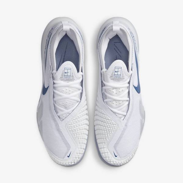 παπουτσια τενις Nike NikeCourt React Vapor NXT Hard-Court ανδρικα ασπρα σκουρο μπλε | NK849ZAN