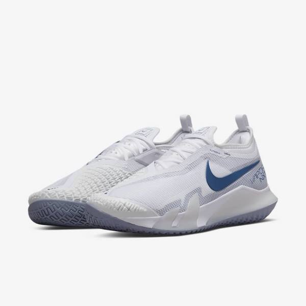 παπουτσια τενις Nike NikeCourt React Vapor NXT Hard-Court ανδρικα ασπρα σκουρο μπλε | NK849ZAN