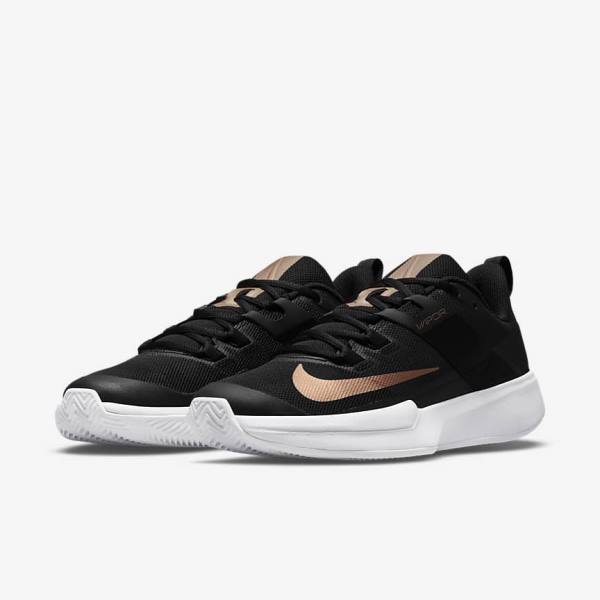 παπουτσια τενις Nike NikeCourt Vapor Lite Clay-Court γυναικεια μαυρα ασπρα μεταλλικός κοκκινα καφε | NK142ULF