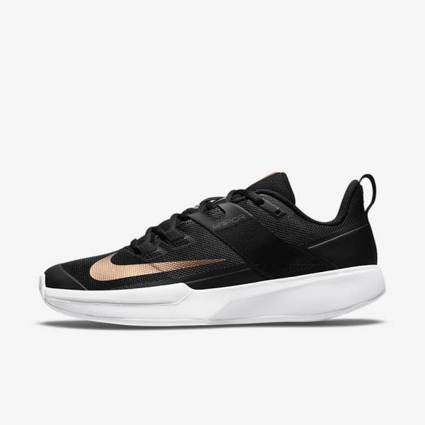 παπουτσια τενις Nike NikeCourt Vapor Lite Clay-Court γυναικεια μαυρα ασπρα μεταλλικός κοκκινα καφε | NK142ULF