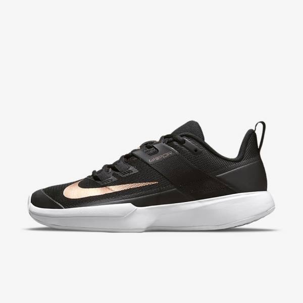 παπουτσια τενις Nike NikeCourt Vapor Lite Hard-Court γυναικεια μαυρα ασπρα μεταλλικός κοκκινα καφε | NK395HYW