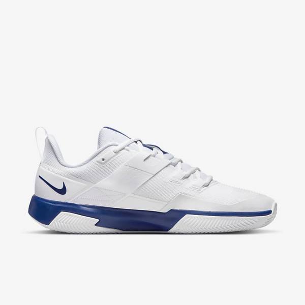 παπουτσια τενις Nike NikeCourt Vapor Lite Clay Court ανδρικα ασπρα μπλε ρουά μπλε | NK715SOL