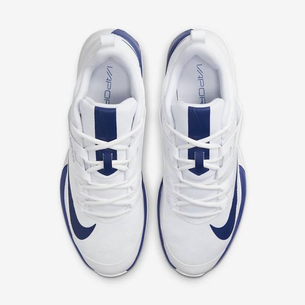 παπουτσια τενις Nike NikeCourt Vapor Lite Clay Court ανδρικα ασπρα μπλε ρουά μπλε | NK715SOL