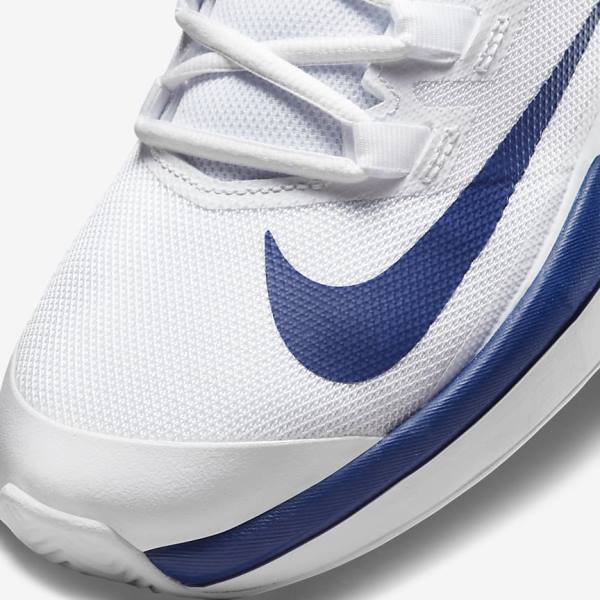 παπουτσια τενις Nike NikeCourt Vapor Lite Clay Court ανδρικα ασπρα μπλε ρουά μπλε | NK715SOL