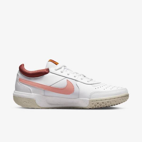 παπουτσια τενις Nike NikeCourt Zoom Lite 3 γυναικεια ασπρα κοκκινα ασπρα ανοιχτο | NK185LUK