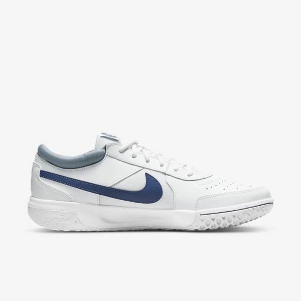 παπουτσια τενις Nike NikeCourt Zoom Lite 3 Hard Court ανδρικα ασπρα σκουρο μπλε | NK258SIK