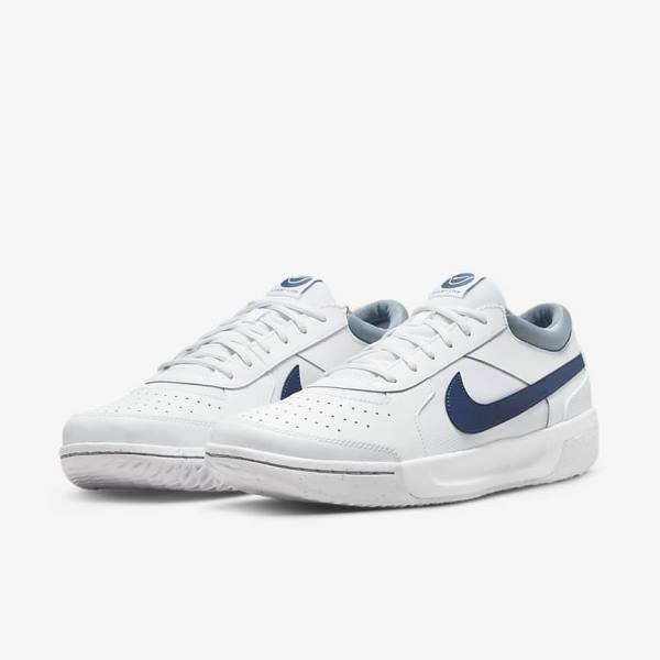 παπουτσια τενις Nike NikeCourt Zoom Lite 3 Hard Court ανδρικα ασπρα σκουρο μπλε | NK258SIK