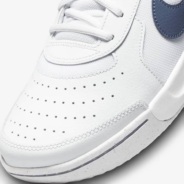 παπουτσια τενις Nike NikeCourt Zoom Lite 3 Hard Court ανδρικα ασπρα σκουρο μπλε | NK258SIK