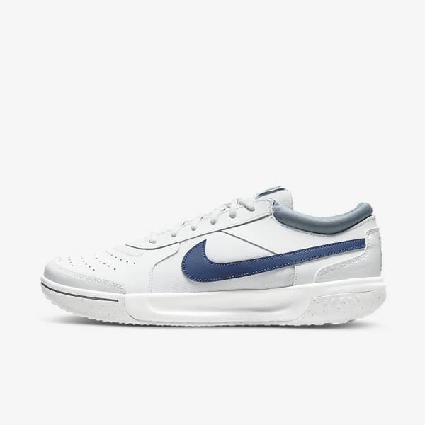 παπουτσια τενις Nike NikeCourt Zoom Lite 3 Hard Court ανδρικα ασπρα σκουρο μπλε | NK258SIK