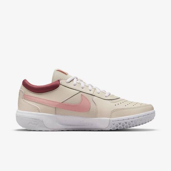 παπουτσια τενις Nike NikeCourt Zoom Lite 3 γυναικεια ασπρα κοκκινα κοραλι | NK482YBG