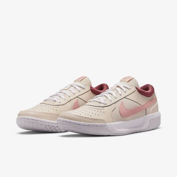 παπουτσια τενις Nike NikeCourt Zoom Lite 3 γυναικεια ασπρα κοκκινα κοραλι | NK482YBG