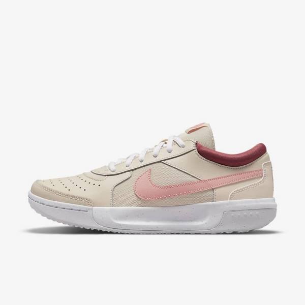 παπουτσια τενις Nike NikeCourt Zoom Lite 3 γυναικεια ασπρα κοκκινα κοραλι | NK482YBG