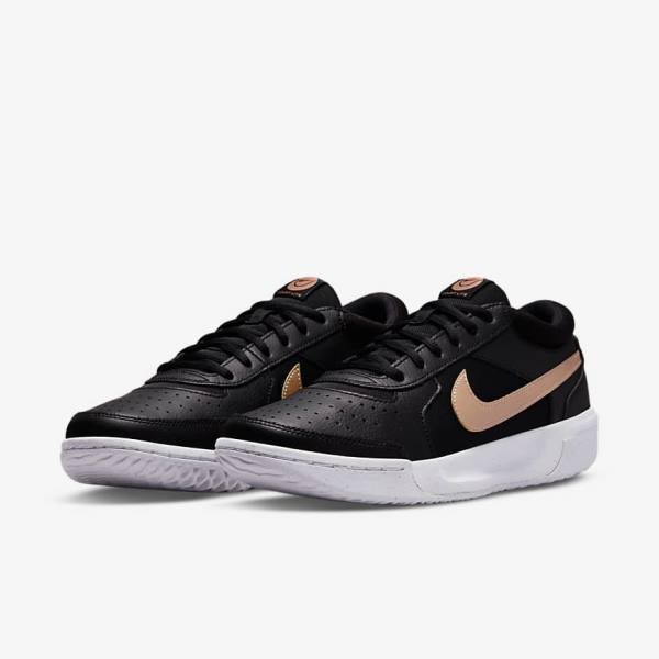 παπουτσια τενις Nike NikeCourt Zoom Lite 3 γυναικεια μαυρα ασπρα μεταλλικός κοκκινα καφε | NK485TDL