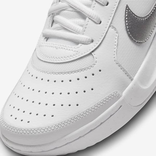 παπουτσια τενις Nike NikeCourt Zoom Lite 3 γυναικεια ασπρα μεταλλικός ασημι | NK863RVQ