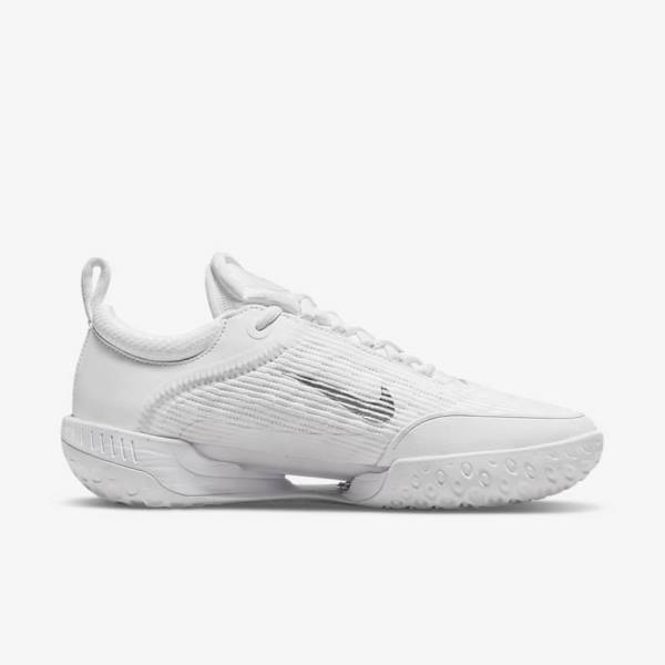 παπουτσια τενις Nike NikeCourt Zoom NXT Hard Court γυναικεια ασπρα γκρι μεταλλικός ασημι | NK059CUI