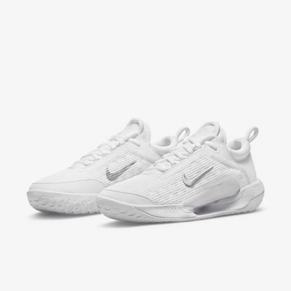 παπουτσια τενις Nike NikeCourt Zoom NXT Hard Court γυναικεια ασπρα γκρι μεταλλικός ασημι | NK059CUI