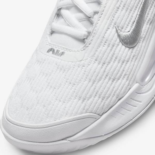 παπουτσια τενις Nike NikeCourt Zoom NXT Hard Court γυναικεια ασπρα γκρι μεταλλικός ασημι | NK059CUI