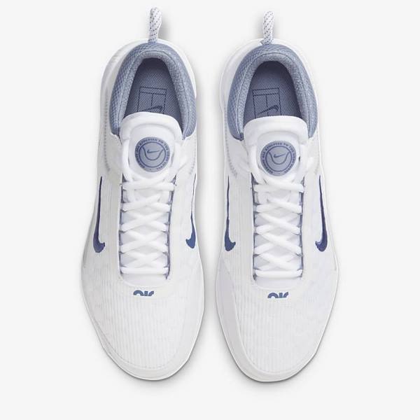 παπουτσια τενις Nike NikeCourt Zoom NXT Hard Court ανδρικα ασπρα γκρι σκουρο μπλε | NK381KDH