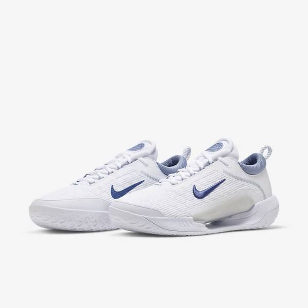 παπουτσια τενις Nike NikeCourt Zoom NXT Hard Court ανδρικα ασπρα γκρι σκουρο μπλε | NK381KDH