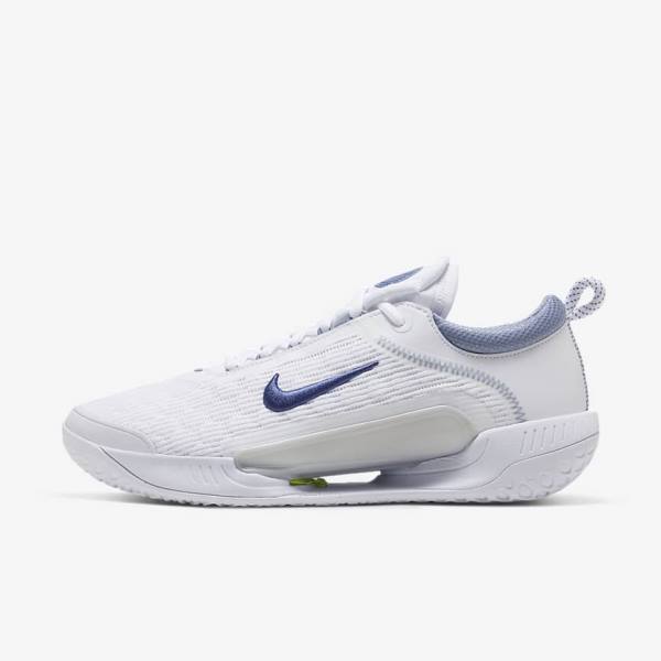 παπουτσια τενις Nike NikeCourt Zoom NXT Hard Court ανδρικα ασπρα γκρι σκουρο μπλε | NK381KDH