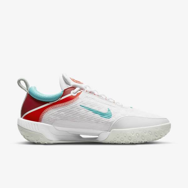 παπουτσια τενις Nike NikeCourt Zoom NXT Hard Court ανδρικα ασπρα ανοιχτο ασημι κοκκινα τυρκουάζ | NK683NHK