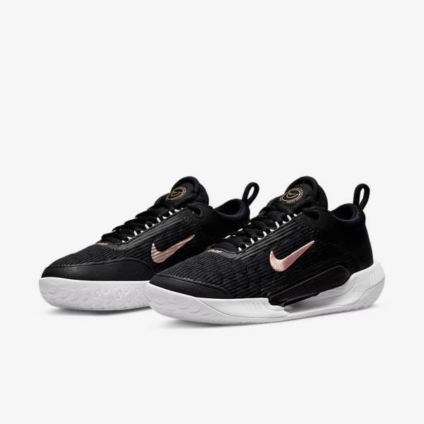 παπουτσια τενις Nike NikeCourt Zoom NXT Hard Court γυναικεια μαυρα ασπρα μεταλλικός κοκκινα καφε | NK815QWU