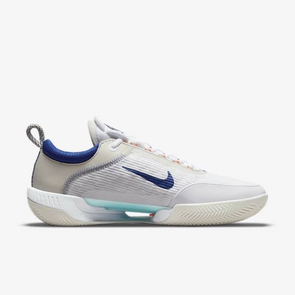 παπουτσια τενις Nike NikeCourt Zoom NXT Clay Court ανδρικα ασπρα ανοιχτο Μπεζ τυρκουάζ μπλε ρουά μπλε | NK923KUV