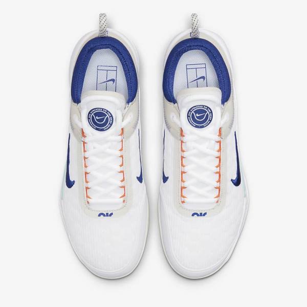 παπουτσια τενις Nike NikeCourt Zoom NXT Clay Court ανδρικα ασπρα ανοιχτο Μπεζ τυρκουάζ μπλε ρουά μπλε | NK923KUV